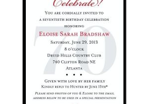 70th Birthday Invitation Wording Examples Classic 70th Birthday Celebrate Party Invitations