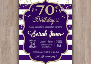 70th Birthday Invitations for Female 70th Birthday Invitation 70th Birthday Party Invitations