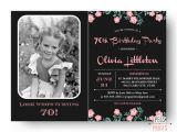 70th Birthday Invitations for Her Photo Birthday Invitation 70th Birthday Invitation