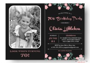 70th Birthday Invitations for Her Photo Birthday Invitation 70th Birthday Invitation