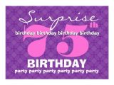 75th Surprise Birthday Invitations 75th Surprise Purple Birthday Party S454 5×7 Paper