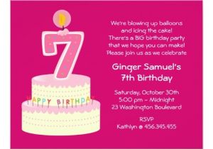 7th Birthday Invitation Card Printable 7th Birthday Cake Invitation Zazzle Ca
