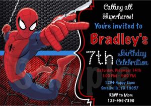 7th Birthday Invitation Spiderman theme Birthday Invitation Spiderman theme Cobypic
