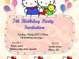 7th Birthday Invitation Template Hello Kitty Hello Kitty 7th Birthday Party Invitation Template Hello