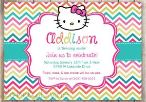 7th Birthday Invitation Template Hello Kitty Hello Kitty Chevron Birthday 1st Birthday Invitation 2nd