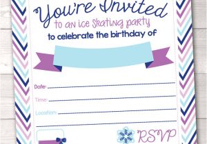 8.5 X 11 Birthday Invitation Templates Purple Ice Skating Party Printable Birthday Party