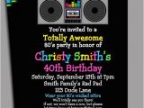 80 Birthday Invitation Ideas 80s Party Invitation Printable or Printed with Free