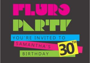 80s Birthday Party Invitation Template 80s Birthday Digital Printable Invitation Template Fluro