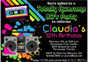 80s Birthday Party Invitation Template 80s Party Invitations Template Free Cobypic Com