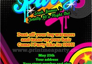 80s Birthday Party Invitation Template totally 80 39 S Bling and Neon Birthday Party by Printmeaparty