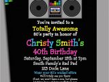 80s Birthday Party Invitation Wording 80s Party Invitation Printable or Printed with Free Shipping