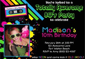 80s Party Invite Awesome 80 39 S 5×7 Party Invitation Girl Birthday