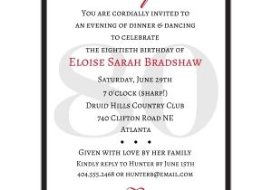 80th Birthday Invitation Sample Classic 80th Birthday Red Surprise Invitations Paperstyle