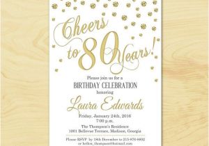 80th Birthday Invitation Template Uk 80th Birthday Invitation Any Age Gold White Invite