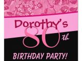80th Birthday Invitation Template Uk 80th Birthday Pink Vintage Flowers Template Invitation