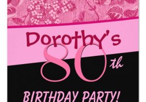 80th Birthday Invitation Template Uk 80th Birthday Pink Vintage Flowers Template Invitation