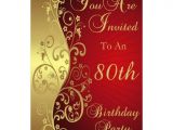 80th Birthday Invitation Template Uk Red 80th Birthday Party Personalised Invitation 13 Cm X 18
