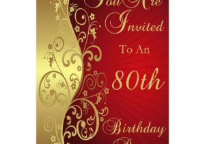 80th Birthday Invitation Template Uk Red 80th Birthday Party Personalised Invitation 13 Cm X 18