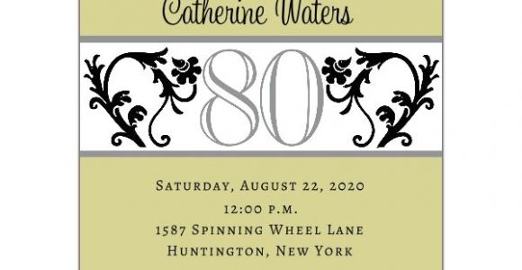 80th Birthday Invitation Wording Elegant Vine Chartreuse 80th Birthday Invitations Paperstyle