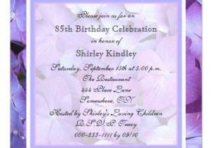 85 Birthday Invitations 85th Birthday Party Invitation Hydrangeas Zazzle