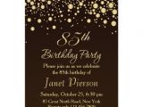 85 Birthday Party Invitations Golden Confettti 85th Birthday Party Invitation