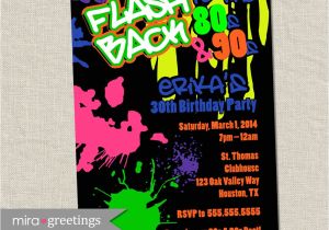 90s Party Invitation Template 80s Birthday Party Invitations 90s Neon Party by Miragreetings