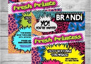 90s Party Invitation Template 90 S theme Fresh Prince Princess Hip Hop Digital
