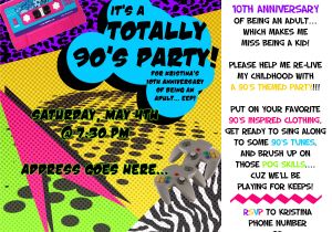 90s Party Invitation Template themed Parties… the 90’s