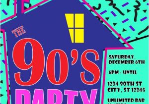 90s Party Invitations 90 39 S theme House Party Digital Birthday Invitation