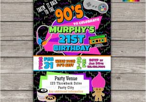 90s theme Party Invitations Takin It Back to the 90s Retro Birthday Invite Personalized