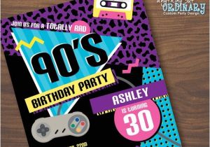 90s themed Birthday Party Invitations 90s Birthday Party Invitation 1990s Flashback Party Invites