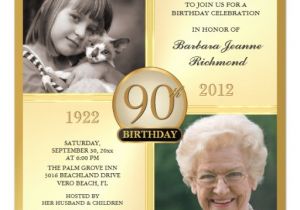 90th Birthday Photo Invitations Gold 90th Birthday Invitations then & now 2 S 5 25