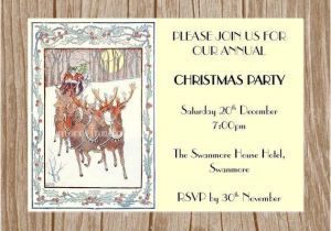 A5 Party Invitation Template Diy Digital Printable A5 Vintage Santa Claus and Reindeer