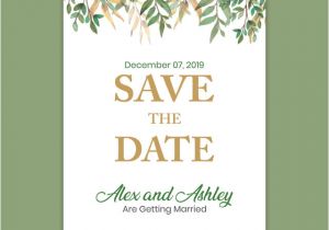 A5 Wedding Invitation Template Save the Date Wedding Invitation with Green Leaf A5 Flyer