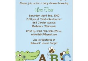 Abc Baby Shower Invitations Abc Animal Alphabet Baby Shower Invitations