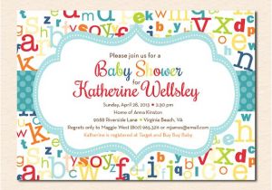 Abc Baby Shower Invitations Colorful Abc Alphabet Baby Shower Invitation Digital File or