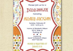 Abc Baby Shower Invitations Mod Abc Polka Dot Baby Shower Invitation Alphabet Invitation