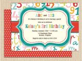 Abc Birthday Party Invitations 16 Best Abcs 123s Birthday Party Images On Pinterest
