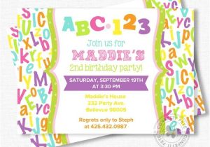 Abc Birthday Party Invitations Abc Birthday Invitation Alphabet Birthday Invitation First