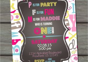 Abc Birthday Party Invitations Abc Birthday Invitation First Birthday by Partyinvitesandmore