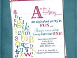 Abc Birthday Party Invitations Alphabet Birthday Invitation Colorful Abc Library Invite
