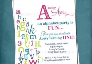 Abc Birthday Party Invitations Alphabet Birthday Invitation Colorful Abc Library Invite