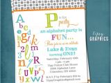 Abc Birthday Party Invitations P is for Party Abc Colorful Alphabet Birthday Party