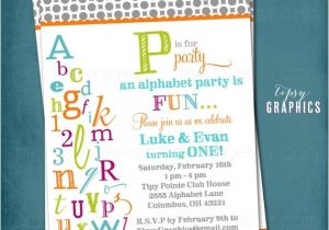 Abc Birthday Party Invitations P is for Party Abc Colorful Alphabet Birthday Party