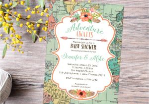 Adventure themed Baby Shower Invitations Adventure Awaits Baby Shower Invitation Gender Neutral Reveal