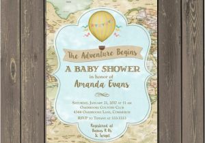 Adventure themed Baby Shower Invitations World Adventure Baby Shower Invitation Hot Air Balloon