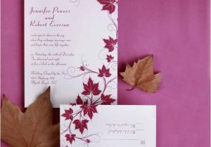 Affordable Modern Wedding Invitations Modern Red Maple Leaves Discount Wedding Invitation Sets