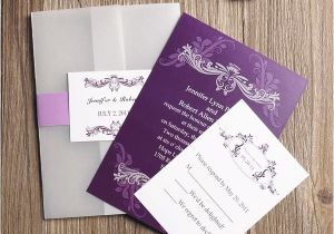 Affordable Pocket Wedding Invitations Affordable Vintage Purple Vellum Paper Pocket Wedding