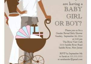 African American Couple Baby Shower Invitations African American Couple Gender Reveal Baby Shower 5 25×5