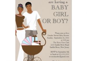 African American Couple Baby Shower Invitations African American Couple Gender Reveal Baby Shower Card